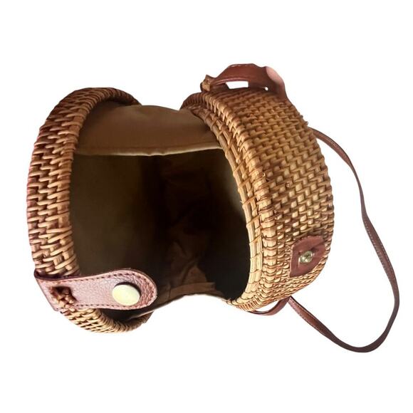 Womens Handbag Round Floral Spring NWT Boho Straw - Picture 6 of 7